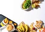 Assortment of fast food on a white background